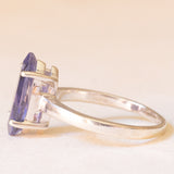 Anello vintage in oro bianco 9K con iolite di taglio marquise (1.10ct ca.), anni ‘80 ca.