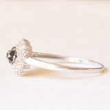 Anello vintage in oro bianco 9K con diamanti neri trattati e diamanti bianchi (0.25ctw ca.)