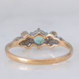 Anello vintage in oro giallo 9K con smeraldo (0.22ct ca.) e diamanti (0.03ctw ca.), anno 1988