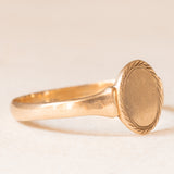 Anello da sigillo vintage in oro giallo 9K, anno 1956