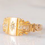 Anello antico in oro giallo 14K con diamanti di taglio rosetta (0.08ctw ca.), anni ‘10