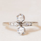 🤍 Toi et Moi in oro bianco 18K con diamanti di taglio vecchia miniera (0.24ctw ca.) e di taglio rosetta, anni ‘20