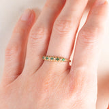 Veretta vintage in oro giallo 9K con smeraldi (0.15ct ca.) e diamanti (0.04ctw ca.), anno 1987