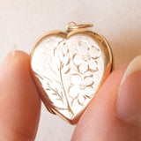 Ciondolo portafoto vintage a forma di cuore con lamina in oro giallo 9K, anni ‘60