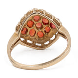 Anello vintage in oro giallo 9k con topazi rossi (1,30ctw)