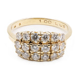 Anello vintage in oro giallo 14k con diamanti (1ctw), anni '70