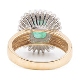 Anello vintage a margherita in oro giallo 14k con smeraldo (1.70ct) e diamanti (0.84ctw), anni '70