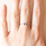 Solitario vintage in oro bianco 9K con tanzanite (0.15ct ca.), anni ‘90