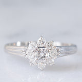 Anello a margherita vintage in platino con diamanti di taglio brillante (0.51ctw ca.), anni ‘70/‘80