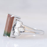 Anello in platino con tormalina watermelon (2.60ct) e diamanti (0.44ctw), anni ‘2000
