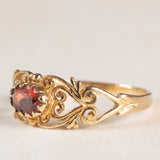 Anello vintage in oro giallo 9K con granato (0.40ct ca.), anno 1993