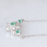 Collana vintage in platino con smeraldi e diamanti di taglio brillante (0.19ctw), anni ‘70/‘80