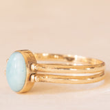 Anello doppio girevole vintage in oro giallo 9K con amazonite e ambra, anni ‘70/‘80
