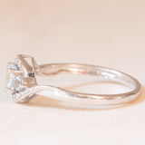 Anello vintage in oro bianco 9K con acquamarine (0.40ctw ca.) e diamanti (0.08ctw ca.), anni ‘80/‘90