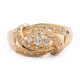 Anello vintage in oro giallo 14K con diamanti (0.22ctw ca.), anni '70