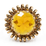 Anello vintage in oro giallo 18k con zaffiro arancione sintetico, anni '70