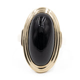 Anello da cocktail vintage in oro giallo 8K con onice, anni '70