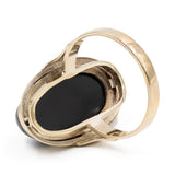 Anello da cocktail vintage in oro giallo 8K con onice, anni '70