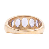 Anello in oro giallo 9K con tanzaniti e diamanti, anni ‘70/‘80