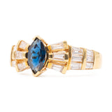 Anello vintage in oro giallo 18k con zaffiro (0,61ct) e diamanti (0,84ctw)