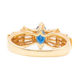Anello vintage in oro giallo 18k con zaffiro (0,61ct) e diamanti (0,84ctw)