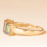 Anello vintage in oro giallo 9K con topazi mistici (1.80ctw ca.) e diamanti (0.03ctw ca.), anni ‘90/anni ‘2000