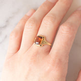Anello da cocktail vintage in oro giallo 14K con quarzo citrino (1.80ct ca.), anni ‘40