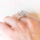 Anello vintage in oro bianco 14K con acquamarine (2.20ctw ca.), anni ‘70/‘80