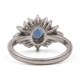 Anello vintage in platino 900 con zaffiro (1,13ct) e diamanti (0,61ctw)