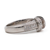 Anello vintage in platino 900 con diamante centrale brown di 1,01ct e contorno di diamanti bianchi (0,32ctw)