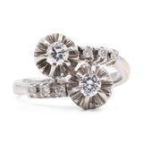 Anello toi et moi in oro bianco 18k con diamanti (0,36ctw), anni '60