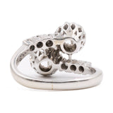 Anello toi et moi in oro bianco 18k con diamanti (0,36ctw), anni '60