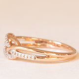 Anello intrecciato vintage in oro rosa e bianco 9K con diamanti, anni ‘90