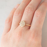 Anello a fiore vintage in oro giallo 14K con diamanti di taglio brillante (0.40ctw ca.), anni ‘70