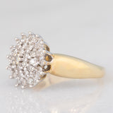 Anello vintage a fiore e a fascia con diamanti (0.52ctw ca.), anni ‘60/‘70