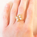 Anello vintage a forma di farfalla in oro giallo 14K con con opali (0.60ctw ca.) e diamanti, anni ‘70