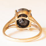 Anello da cocktail vintage in oro giallo 9K con quarzo nero (3ct ca.), anno 2006