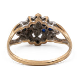 Anello vintage in oro giallo 9k con zaffiri e diamanti