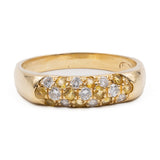 Anello vintage in oro giallo 18k con diamanti (0,18ctw) e zaffiri gialli (0,30ctw)