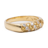 Anello vintage in oro giallo 18k con diamanti (0,18ctw) e zaffiri gialli (0,30ctw)