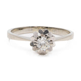 Anello vintage solitario in oro bianco 18k con diamante (0,22ct), anni '60