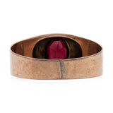 Anello vintage in oro rosa 8k inciso con granato