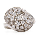 Anello vintage Tourbillon in oro bianco 14k con diamanti (0,80ctw), anni '60