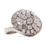 Anello vintage Tourbillon in oro bianco 14k con diamanti (0,80ctw), anni '60