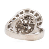 Anello vintage Tourbillon in oro bianco 14k con diamanti (0,80ctw), anni '60