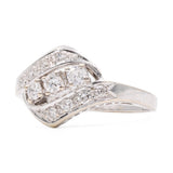 Anello vintage in oro bianco 14k con diamanti (0,60ctw), anni '60