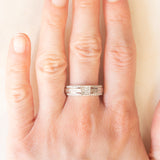 Anello vintage a fascia in oro bianco 9K con diamanti (0.40ctw ca.)