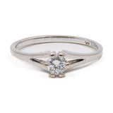 Anello solitario in oro bianco 14k con diamante (0,23ctw), anni '70