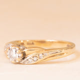 Anello vintage in oro giallo 9K con diamanti (0.15ctw ca.), anni ‘80