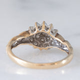 Anello a fiore vintage in oro giallo 9K con diamanti (0.25ctw ca.), anni ‘80